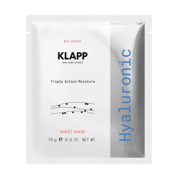 KLAPP Hyaluronic Triple Action Moisture drėkinanti lakštinė veido kaukė su hialuronu