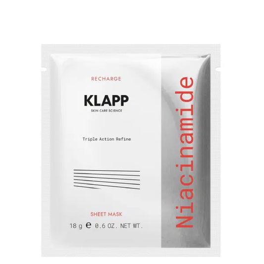 KLAPP Niacinamide Triple Action lakštinė veido kaukė su niacinamidu